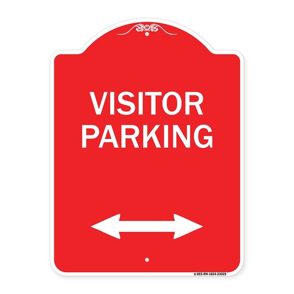 Reserved Parking Visitor Parking Arrow Pointing Left and Right, Red & White, A-DES-RW-1824-23025